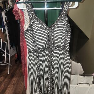BCBGMaxAzria Black and White Patterned Mini Dress